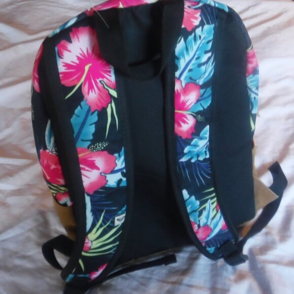 Roxy Tropical pink Hibiscus Floral pattern Puffy Backpack - Picture 9 of 10